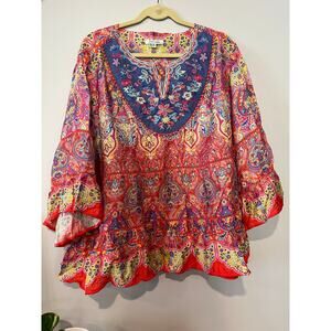 John Mark Embroidered Print Top